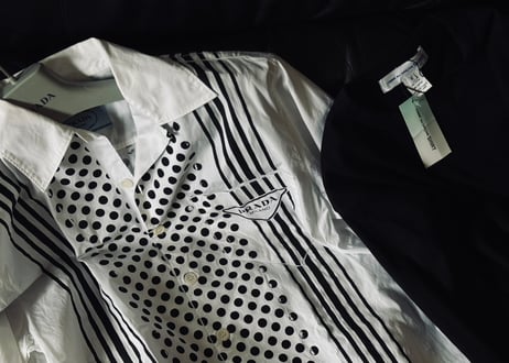 prada triangle logo shirt