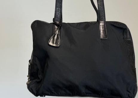 prada crocodile embossed nylon bag