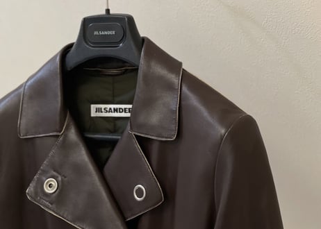 jilsander leather double coat