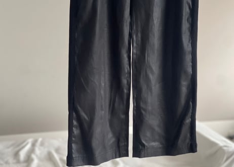 emporio armani fake leather side line wide pants