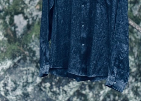 90s "総柄" silk shirt