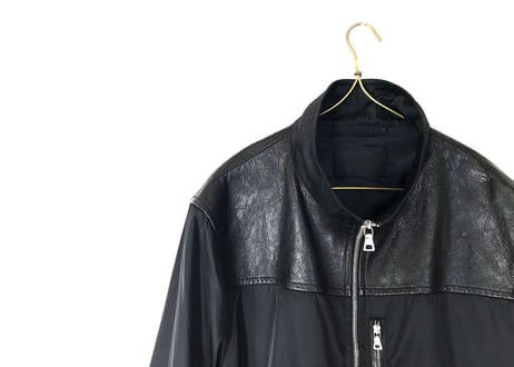 00s prada leather nylon jacket