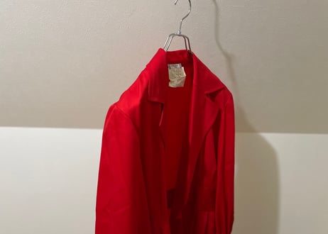 80s celine belted long coat red