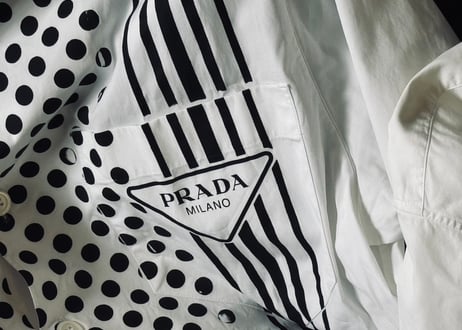 prada triangle logo shirt