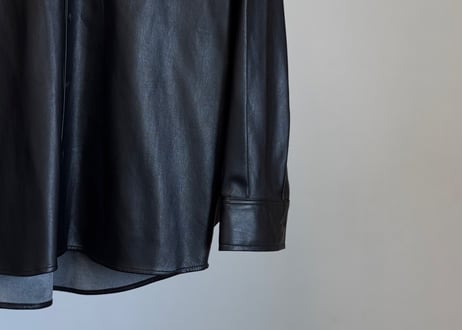 shareef over size pvc leather shirt jacket