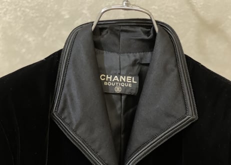 chanel leather × velour jacket