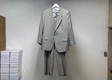 yves saint laurent gray check set up suit