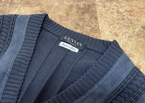 lanvin deep neck suede knit