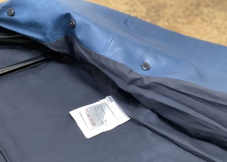 jilsander leather blue coat