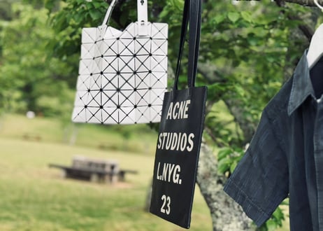 acne studios logo leather bag