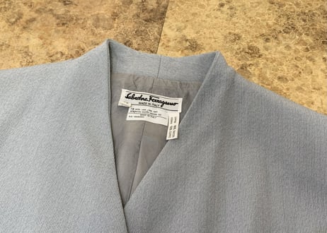 salvatore ferragamo no collar double jacket gray