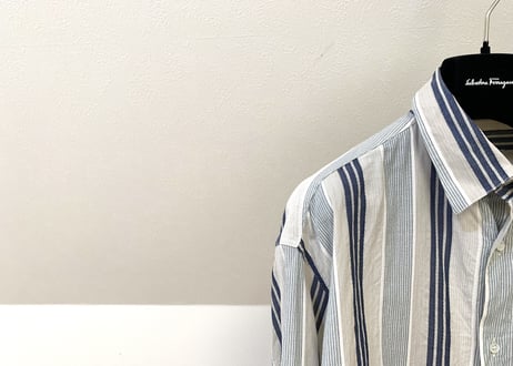 salvatore ferragamo stripe shirt blue×navy
