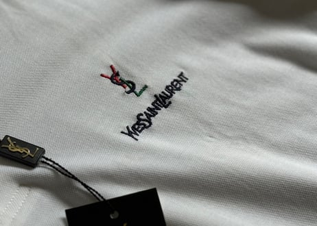 90s yves saint laurent rogo polo shirt dead stock