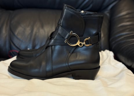 salvatore ferragamo leather heel boots
