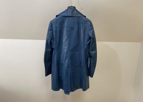 jilsander leather blue coat