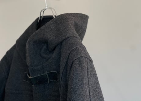 comme des garcons leather buckle duffle coat