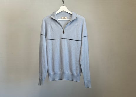 hermes half zip pure cashmere knit
