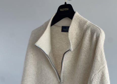valentino over size cashmere half zip knit