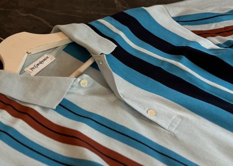 yves saint laurent stripe polo shirt blue