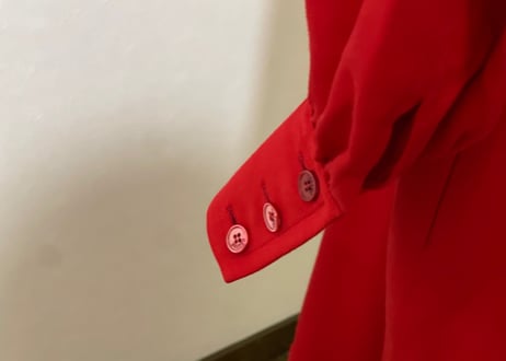 80s celine belted long coat red