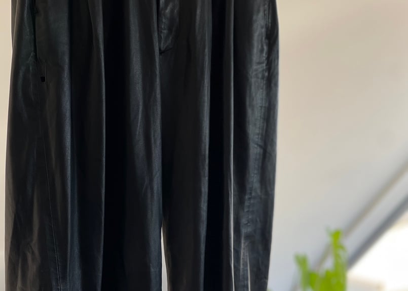 toironier fake leather wide tack pants | weeken