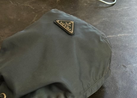 prada nylon logo bag blue gray
