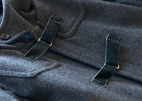 comme des garcons leather buckle duffle coat