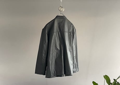 90's zip up leather blouson