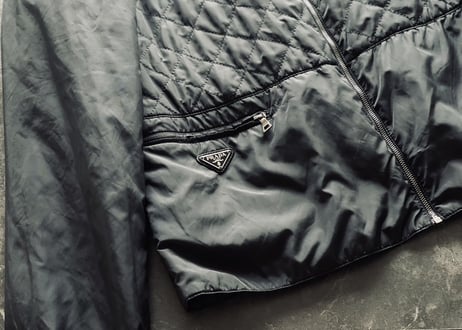 prada nylon logo quilting coat