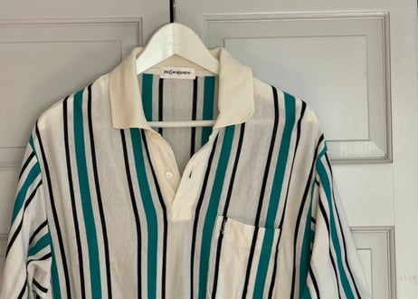 yves saint laurent stripe polo shirt green
