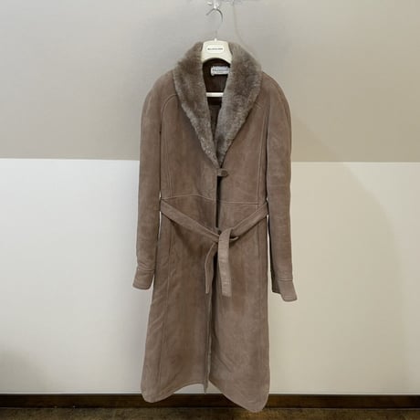 80s balenciaga made in belgium leather fur coat