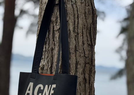 acne studios logo leather bag