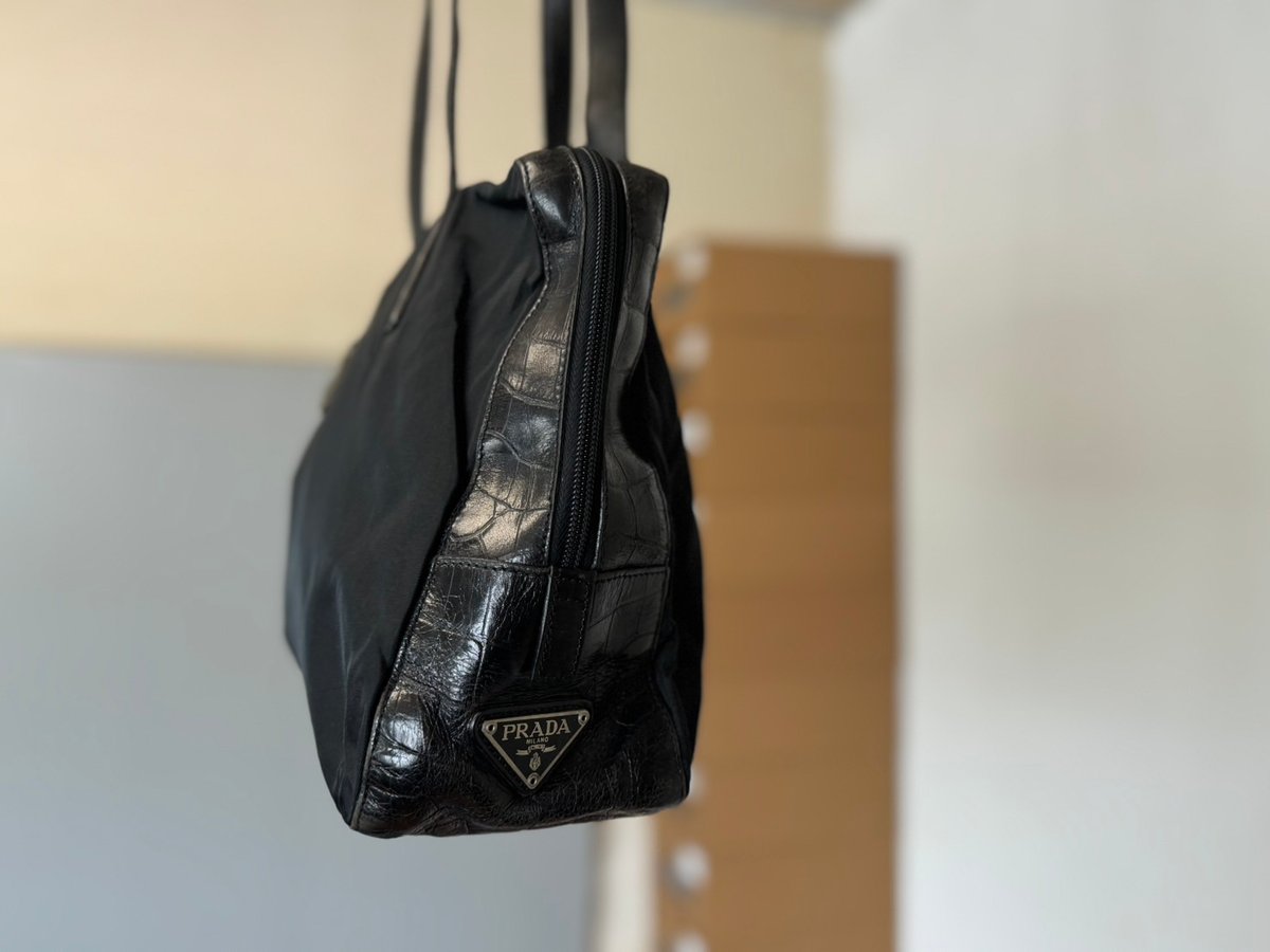 prada crocodile embossed nylon bag | weekend tokyo