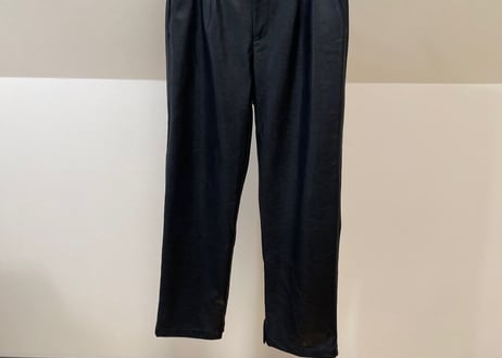fake leather  tack wide pants