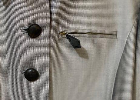 hermes silk belted jacket gray