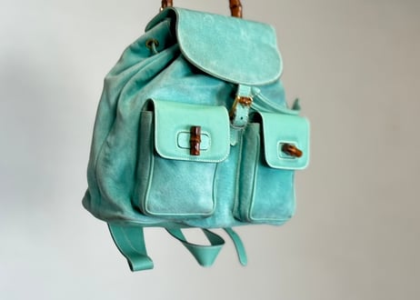 80-90s gucci leather bag tiffany blue