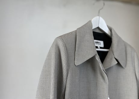mm6 maison margiela check long coat