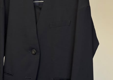 issey miyake collarless set up suit