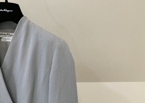 salvatore ferragamo no collar double jacket gray