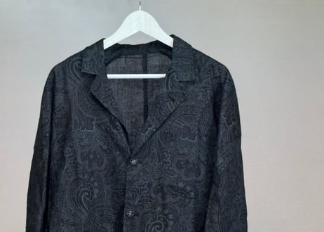 90s linen jacquard shirt jacket