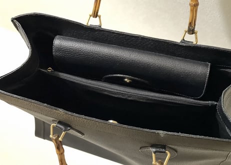 80s gucci large size bamboo leather bag