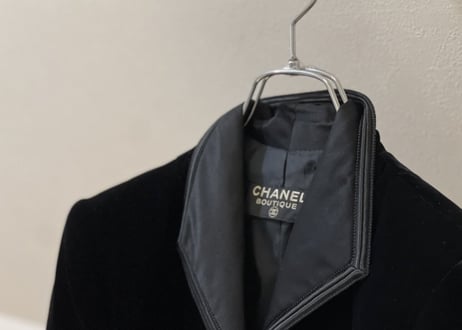 chanel leather × velour jacket