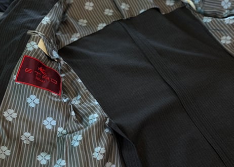 etro stripe set up suit dead stock