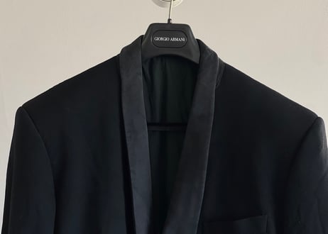 giorgio armani narrow lapel double tuxedo set up suit