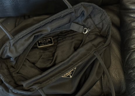 prada nylon logo tote bag