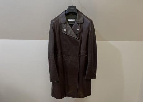 jilsander leather double coat