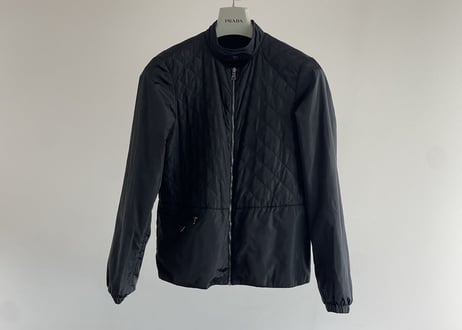 prada nylon logo quilting coat