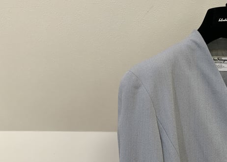 salvatore ferragamo no collar double jacket gray