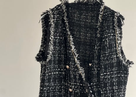 90s tweed double sleeveless coat