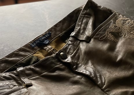 ralph lauren embroidery leather pants